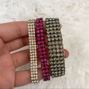 RHINESTONE TRIO STRETCH BRACELET